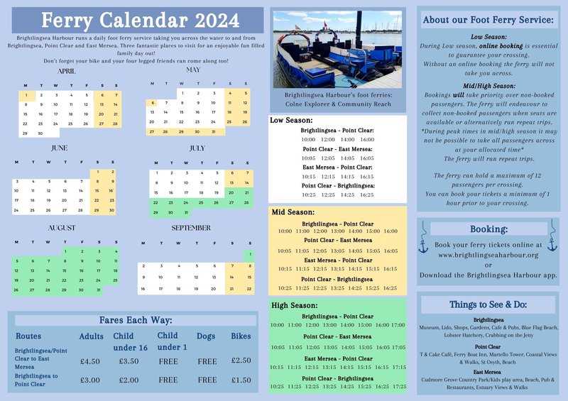 2024 b Foot Ferry Timetable